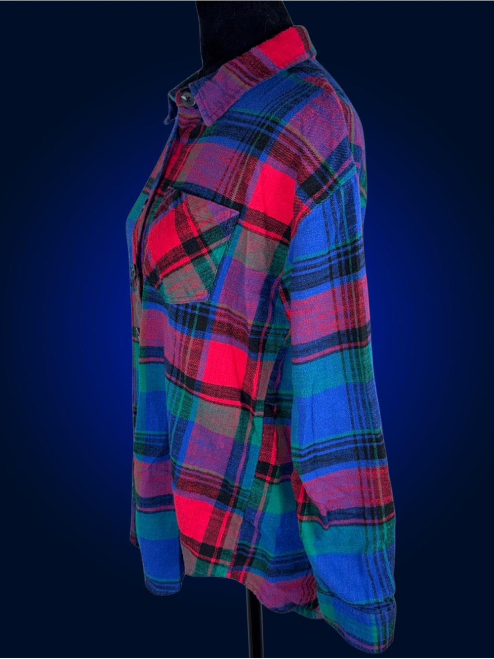 Maurices Cabin Plaid Boyfriend Tunic Flannel Shirt Colorful 100% Cotton XS - Picture 5 of 12